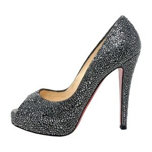Christian Louboutin New Riche Crystal Strass Peep Toe Platform Pumps 38